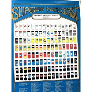Poster Ship Stacks of the Pacific Coast - Port of Oakland 1984 -  31" x 22" EXC.